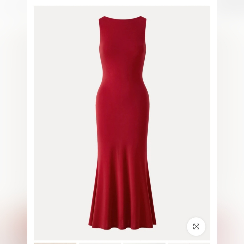OGL Red Effortless Boatneck Mermaid Maxi Dress - Picture 2 of 8
